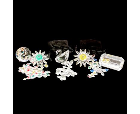 This fun collection includes a small swan, SCS paperweight faceted sphere, Columbine 2000 Title Plaque, yellow and green Marg