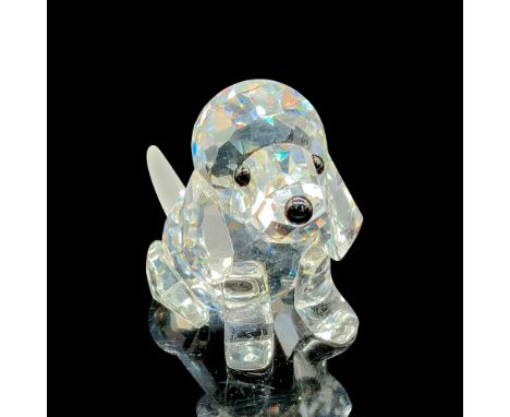 This adorable sitting beagle has a faceted clear crystal body with a frosted crystal tail. Swarovski etched backstamp. This i