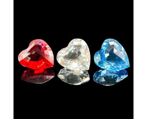 Lead crystal hearts made from red, blue, and crystal; renewal gift for SCS members. Swarovski etched backstamp. This item has
