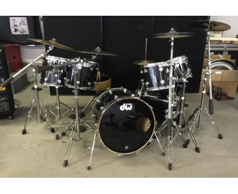 MOTORHEAD & PHILTHY ANIMAL -  a DW Drum Workshop black speckled drum kit from the estate of Phil 'Philthy Animal' Taylor used