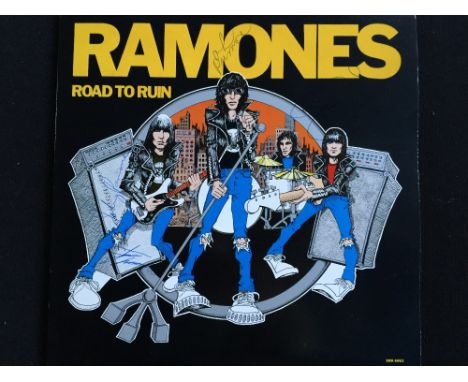 RAMONES - signed copy of the UK LP 'Road To Ruin' on yellow vinyl.  The sleeve has been clearly signed by Dee Dee, Johnny, Ma