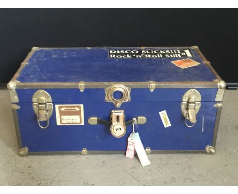 MOTORHEAD & PHILTHY ANIMAL - a blue metal coated travel case/trunk  from the estate of Phil 'Philthy Animal' Taylor.  Measure