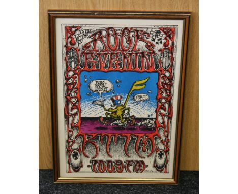 DAVE OBIEDO KTIM RADIO - original framed 1971 Bill Graham style poster for the Marin County, San Francisco radio stations "Ro