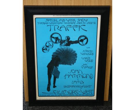 BILL GRAHAM TRAFFIC POSTER BG241 - David Singer designed 1st print poster for Traffic's performance at the Fillmore West in J