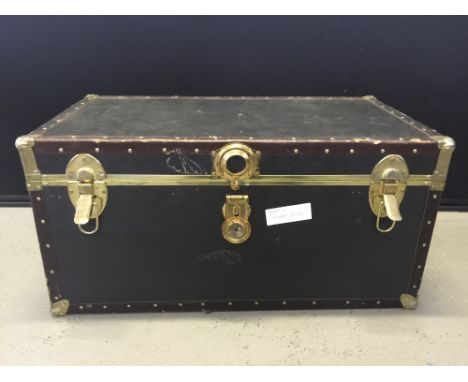 MOTORHEAD & PHILTHY ANIMAL - a black flight case/trunk with brass hinges from the estate of Phil 'Philthy Animal' Taylor.  Me