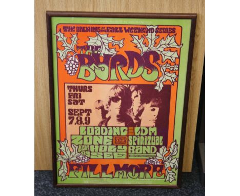 BILL GRAHAM BYRDS BG82 POSTER - classic Jim Blashfield designed 1st print poster for The Byrds performance at The Fillmore in