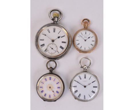 LANCASHIRE WATCH CO LTD; a lady's fob watch inscribed to the inner cover "Jessie Bancroft", and with white enamel dial set wi
