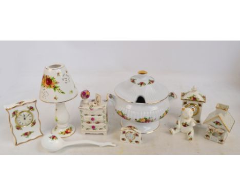 A group of various Royal Albert "Old Country Roses" pattern items comprising a soup tureen with cover and ladle, two tealight