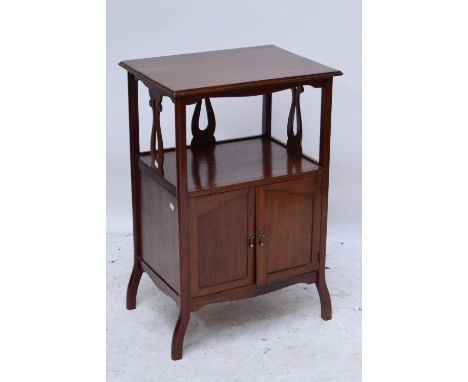 A mahogany side cupboard, with twin doors enclosing a fitted interior and single shelf, 47 x 44cm.