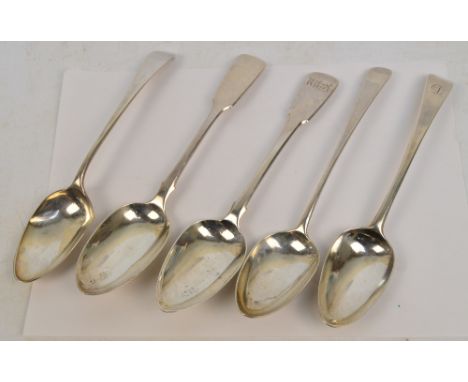 Three George III hallmarked silver Old English pattern spoons, various makers: Hester Bateman, London 1779 (engraved "D" to f