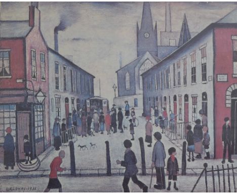 LAURENCE STEPHEN LOWRY (1887-1976); a signed limited edition coloured print, "Fever Van", signed in ballpoint pen lower right