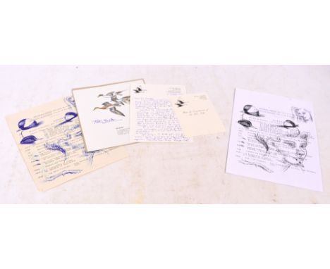 SIR PETER SCOTT (1909-1989); a pen doodle, study of a female and ducks heads on a YRA Council meeting agenda, 25 x 20cm, unfr