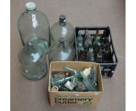 A collection of various vintage glass advertising bottles to include Goodall Backhouse & Co, Gartons HP Sauce, also some ston