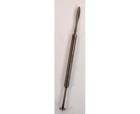 An early 20th century stainless steel Padbury's rotary vaccinator by Down Brothers, length 10cm. Provenance: The Derrick Baxb