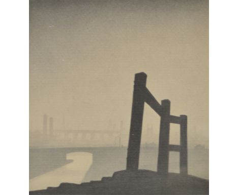 TREVOR GRIMSHAW; signed limited edition print, an industrial river city scape, signed in pencil lower right, limited edition 