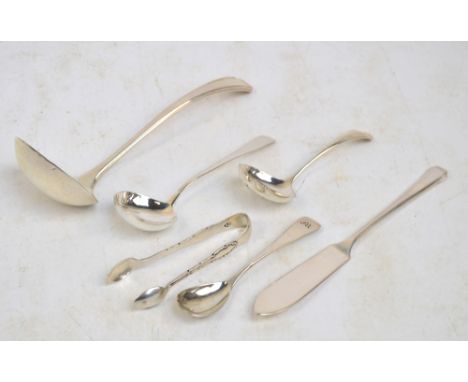 An Elizabeth II Golden Jubilee hallmarked silver ladle, length 17cm and a matching butter knife, maker UC, Sheffield 2002, a 