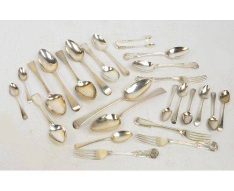 A set of three George III hallmarked silver tablespoons in Old English pattern, possibly George Smith IV, London 1800, and th