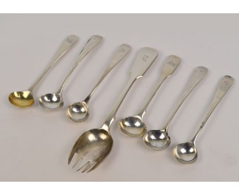 A group of George III hallmarked silver Old English pattern salt spoons to include a pair by William Bateman II,  London 1832