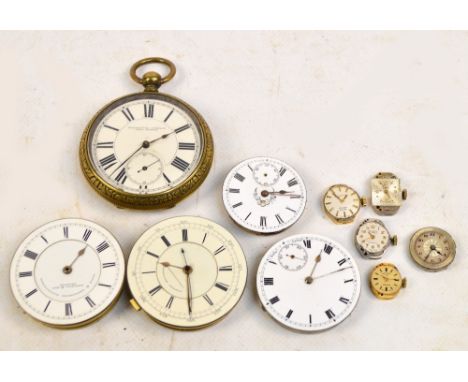 WARRANTED CORRECT TIMEKEEPER; a late 19th/early 20th century brass cased open faced key wind pocket watch, the circular ename