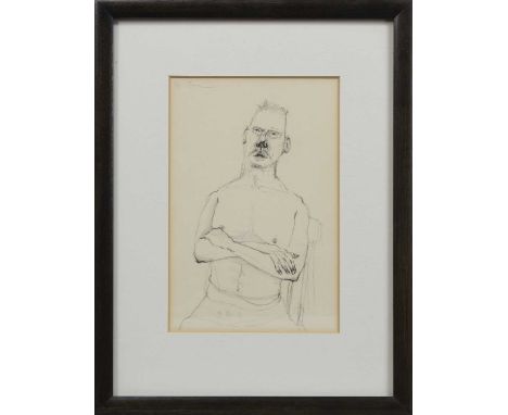 * PETER THOMSON (SCOTTISH b. 1962),THE CONVERSATIONALISTpencil on paper, signed, titled versoimage size 27cm x 18cm, overall 