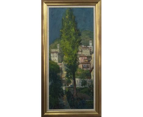 * WILLIAM BIRNIE RSW RGI (SCOTTISH 1929 - 2006),EVENING LIGHT, GUBBIO (UMBRIA, ITALY)oil on board, signed and dated '93, titl