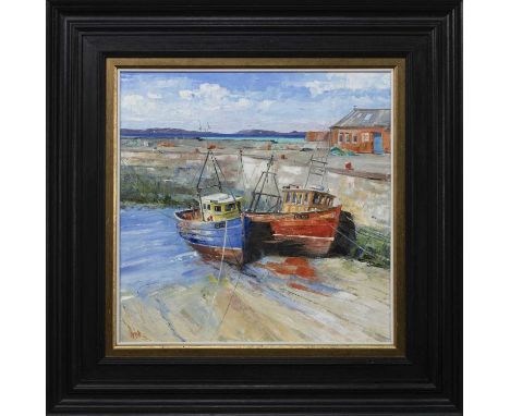 ERNI UPTON FRSA,IN FROM THE DEEP, PORT SETON, FIRTH OF FORTHoil on canvas, signed, titled versoimage size 50cm x 50cm, overal