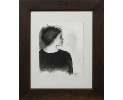 * SUSAN EATON,PORTRAITconté on paper, signed and dated '97, titled versoimage size 44cm x 28cm, overall size 64cm x 54cm Moun