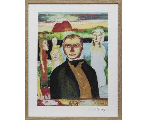 * JOHN BELLANY CBE RA HRSA (SCOTTISH 1942 - 2013),THE PORTRAIT OF SIR WALTER SCOTTlithograph on paper, signed and numbered 12