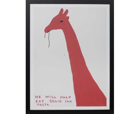 * DAVID SHRIGLEY OBE (SCOTTISH b. 1968),HE WILL ONLY EAT SQUID INK PASTAlithograph on 200g Munken Lynx paperimage size 74cm x
