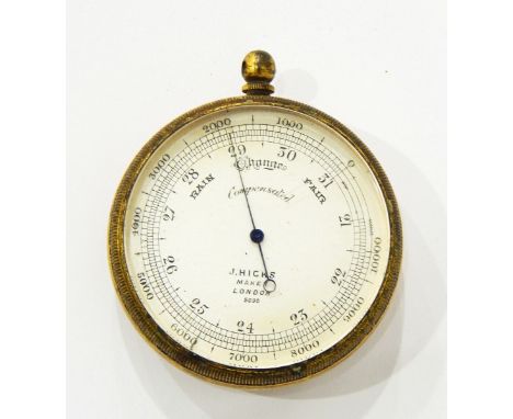 A gilt metal A J Hicks Maker, London 5090 pocket barometer 