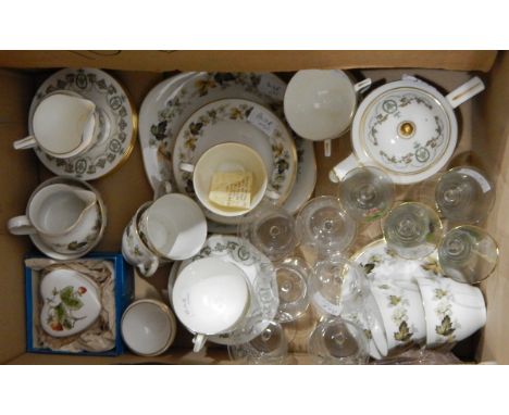 Portmeirion tureen and cover, Worcester shell-shaped dish, Royal Doulton teaset and other decorative china and glassware (2 b