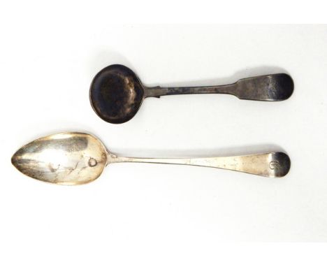 A Victorian silver sauce ladle and a George III silver tablespoon 