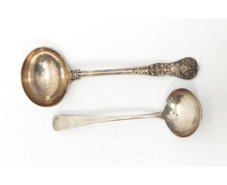 A Victorian silver King's pattern sauce ladle, London 1861 and a George III example, London 1800 (2) 