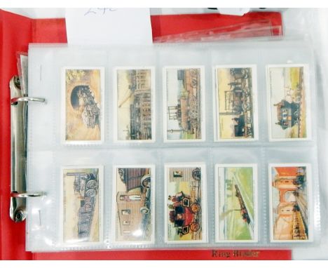 Three albums of various cigarette cards including Wills "Arms of Companies", Wills "Allied Army Leaders", Players "Cricketers