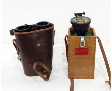 A pair of Barr & Stroud 7xC.41 binoculars together with a "Gold Special" hand bearing compass by Saura, in fitted case (2) 