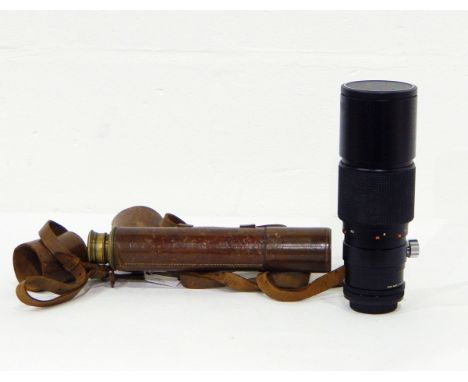 A four-draw Broadhurst Clarkson & Co telescope, 63 Faringdon Road, London, EC with leather case and lens protectors 