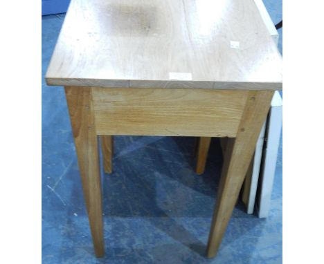 A pair of oak lamp tables each fitted a frieze drawer 