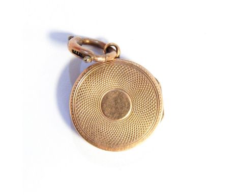 10k gold engine-turned locket, circular, approx. 3.5g 