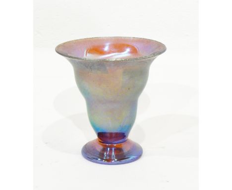 A flared rim footed vase of iridescent lustre finish, 11cm high and another item 