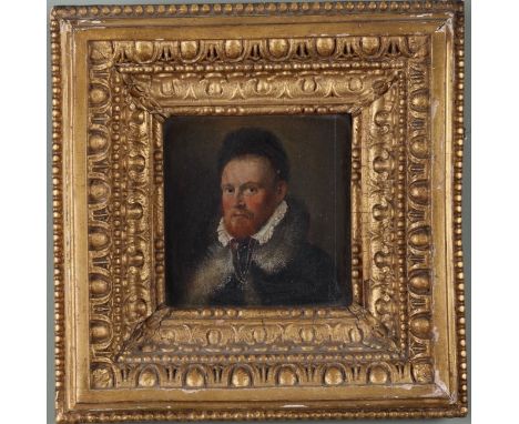 Late Tudor 16th Century Circle of Isaac Oliver (1556-1617) Portrait of a Gentleman  Oil on oak panel The width has been exten