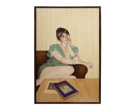 Circle of David Hockney (1937- )  Royal College (?) Portrait of a young lady  Oil on canvas  Dimensions: (Canvas) 54 in. (H) 