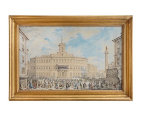 Property of the late Marcello Violante  Giovanni Paolo Panini (1691 - 1765) The Lottery at Piazza Montecitorio, Rome  Black i
