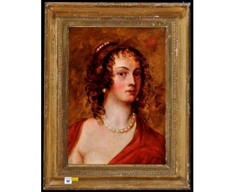 **** Scott after Sir Anthony van Dyck - a portrait of Margaret Lemon wearing a pearl necklace, with inscription and date Sept