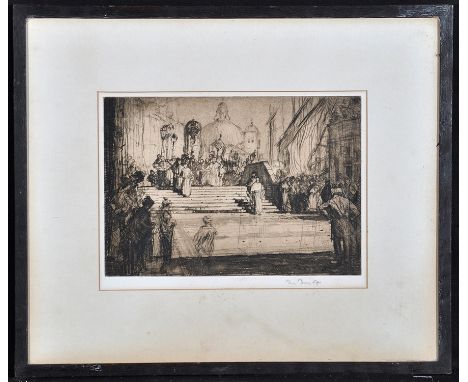 Frank Brangwyn - "A Venetian Procession" (Gaunt 246), signed in pencil, etching and drypoint, published 1919, 18 x 25.5cms; 7
