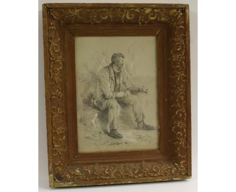 David Cox Portrait of a Gentlemanbears signature, pencil drawing, 34.5cm x 24.5cm