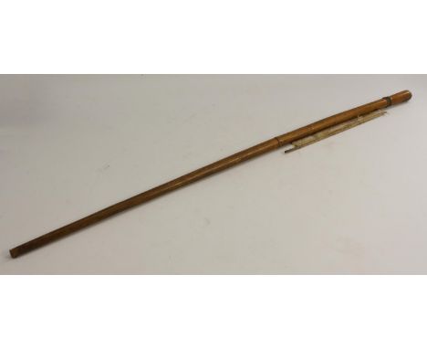 A late 19th century gentleman's novelty cartographic walking stick, the upper section of the cane enclosing a retractable map