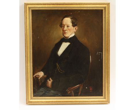 English School (mid-19th century)Portrait of a Gentleman of Means, three-quarter length, seated in an armchair, his brown hai