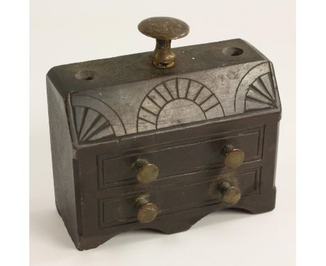 A 19th century Welsh vernacular slate model of a miniature bureau, probably a desk weight, rectangular top with pen holders, 