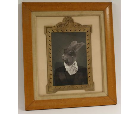 An anthropomorphic portrait, of a hare, finely dressed and sporting a monocle, photographic print media, the image 25cm x 16.