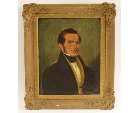 English Primitive School (19th century)Portrait of a Gentlemanoil on canvas, 50cm x 40cm 
